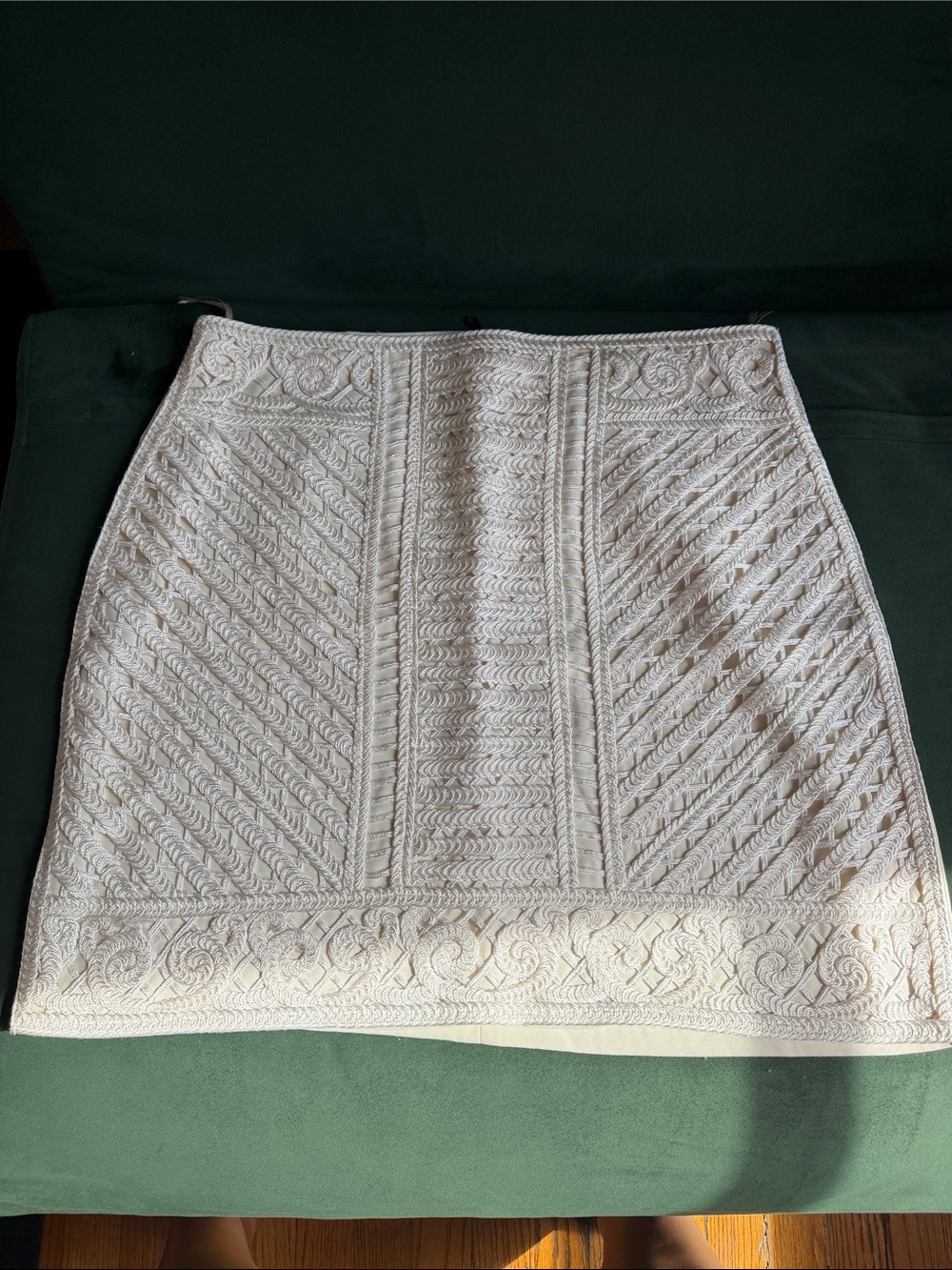 Cream Textured Cable Knit Pencil Skirt